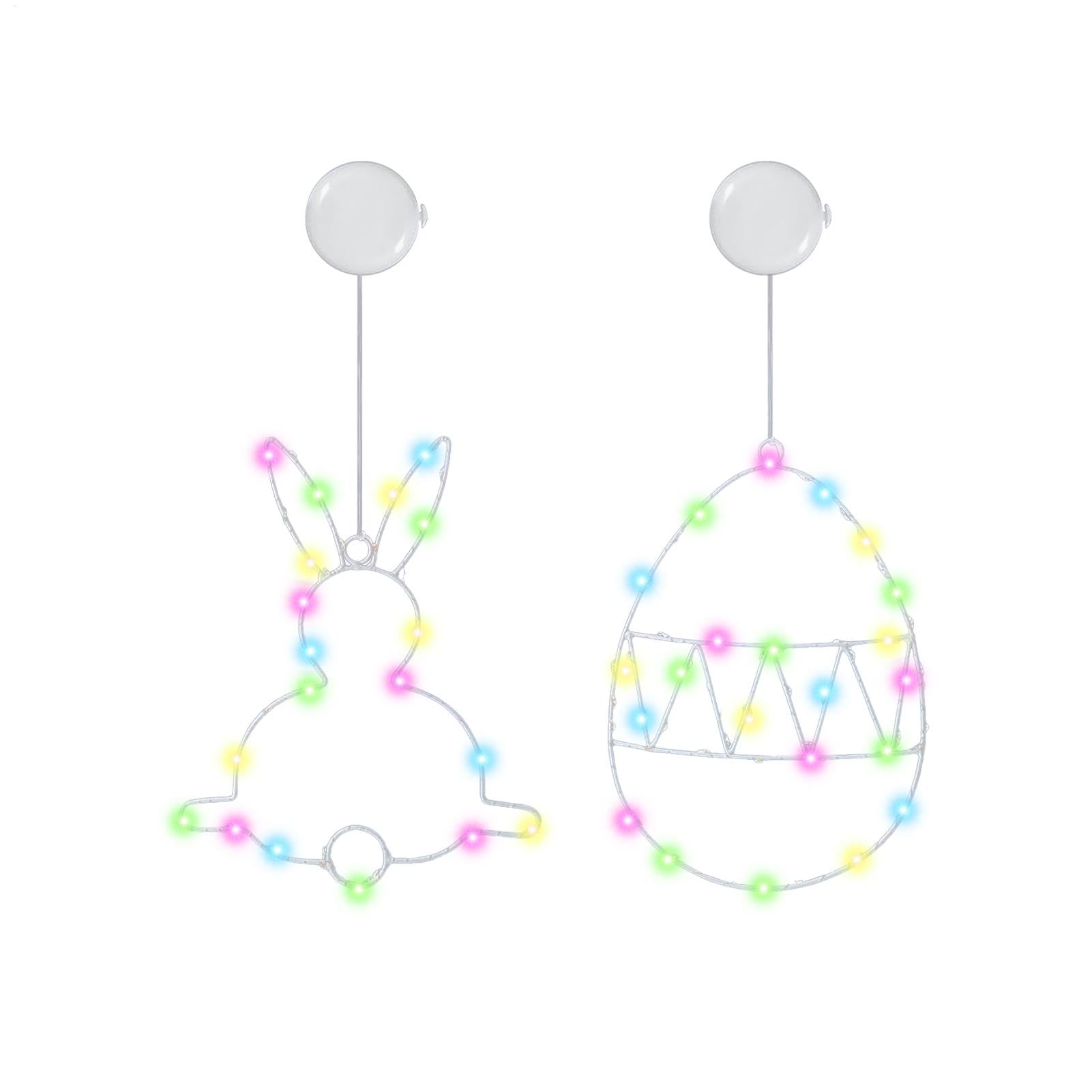 Décoration de fenêtre de Pâques lumineuse sans perçage lapin