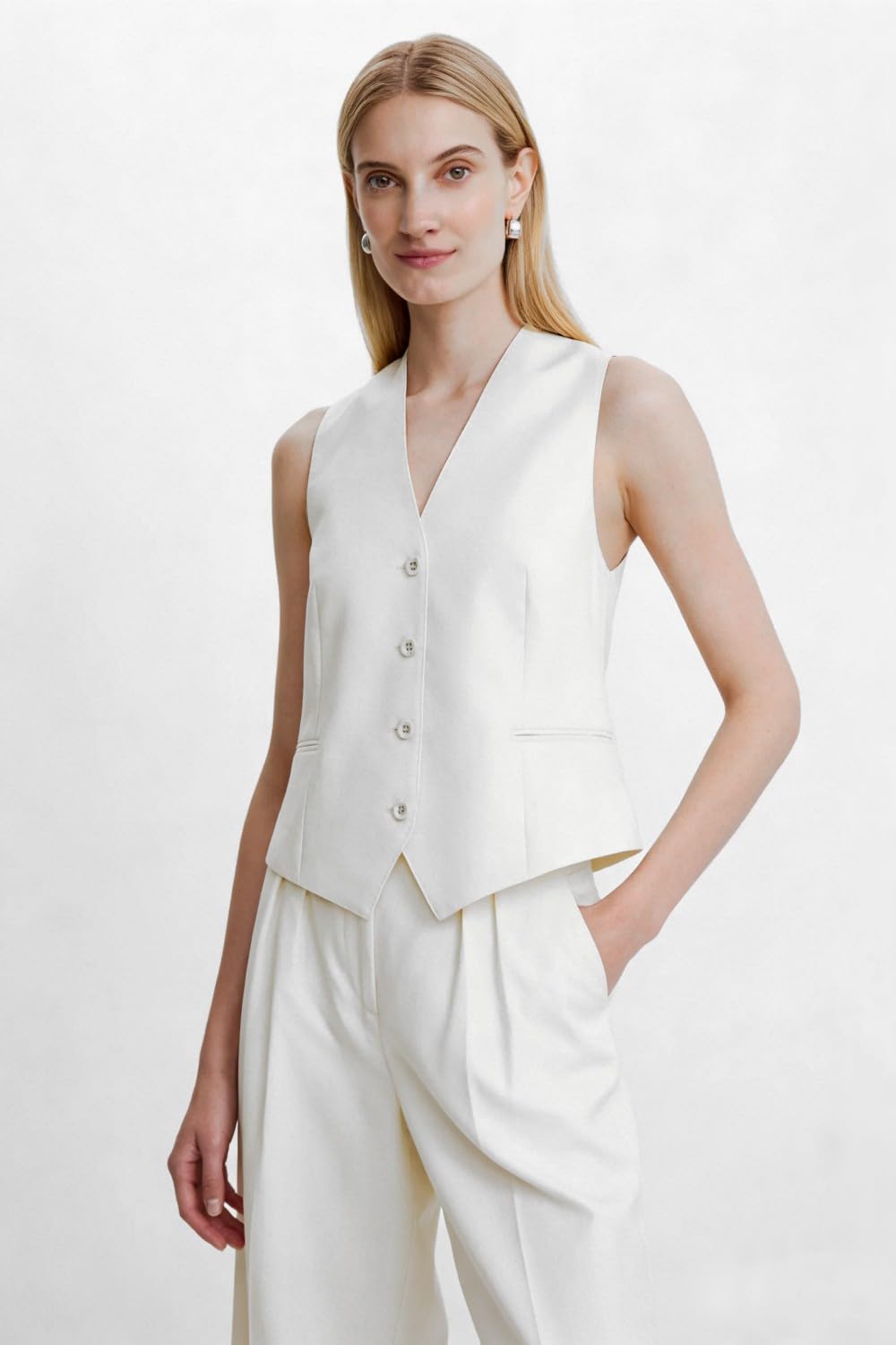 Conjunto de chaleco casual sin mangas para mujer, pantalones largos, trajes de verano elegantes para trajes de boda para mujer