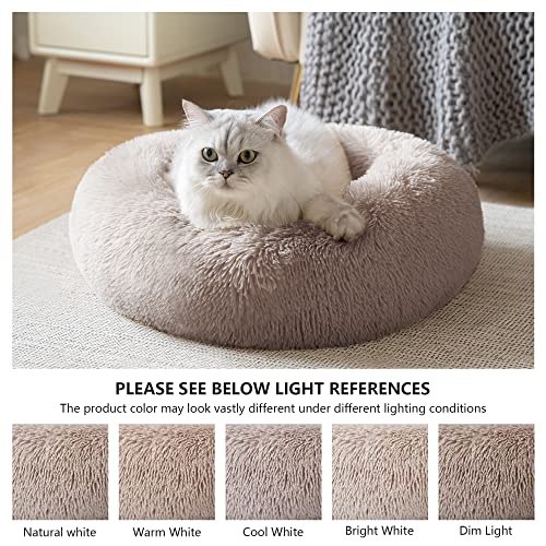 Love's cabin 20in Cat Beds for Indoor Cats - Cat Bed with Machine Washable, Waterproof Bottom - Taupe Fluffy Dog and Cat… - Image 6