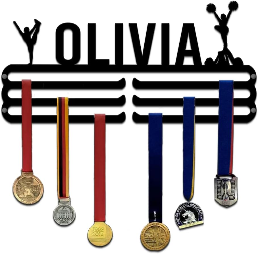 Personalized Sports Medal Wall Hangers with Name, Award Plaque Hanger for Girls Custom Metal Medal Sports Sign Display Holder