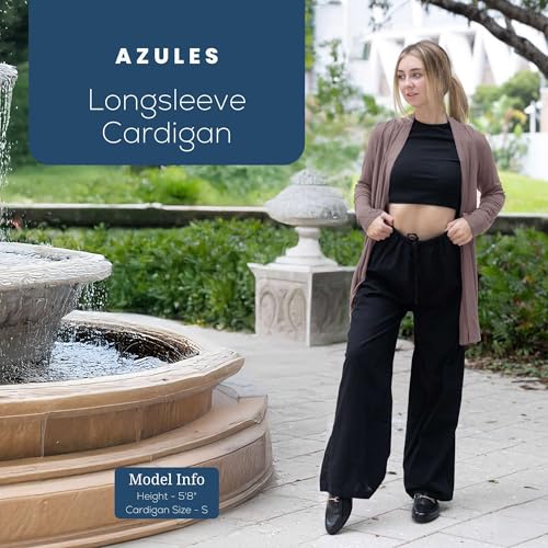 Image of Azules Long Sleeve Womens Cardigan, Flowy Longer Rayon Sweater Lightweight Cardigan for Casual or Dressy Outfits