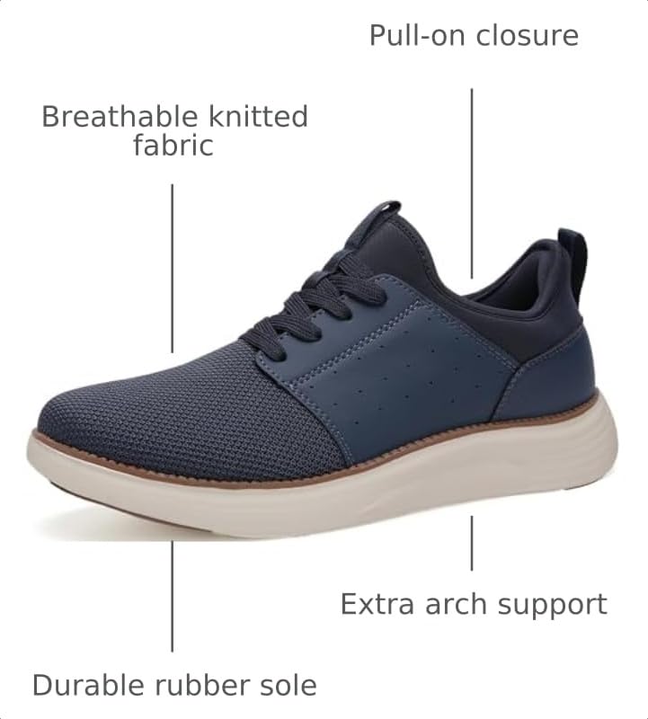 Image of YOLARK Men Casual Dress Shoes Fashion Sneakers Lightweight Breathable Laceless Walking Shoes Gym Tennis Athletic