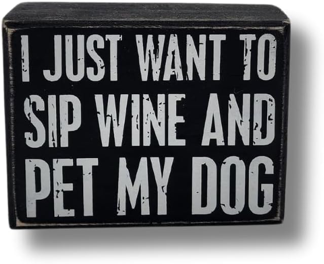 Dog Lovers Gift Set - Includes Dogs and Wine Make Everything Fine Wine Glass, Wooden Box Sign, and Cozy Socks