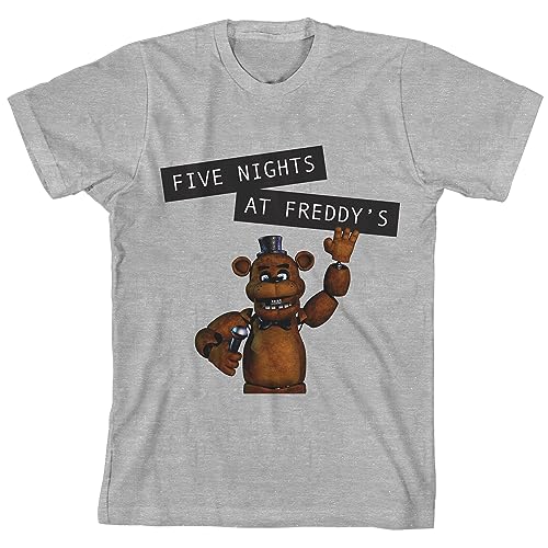Five Nights at Freddys Youth Heather Gray Short Sleeve Crew Neck Tee-XL