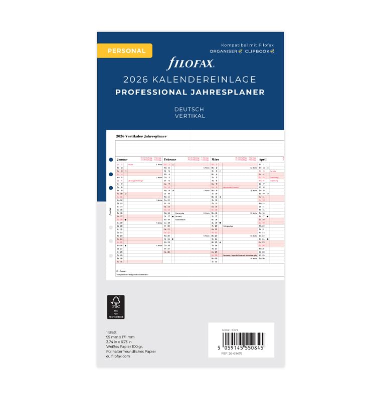 Filofax Personal Professional Year Spl. (German) 2026