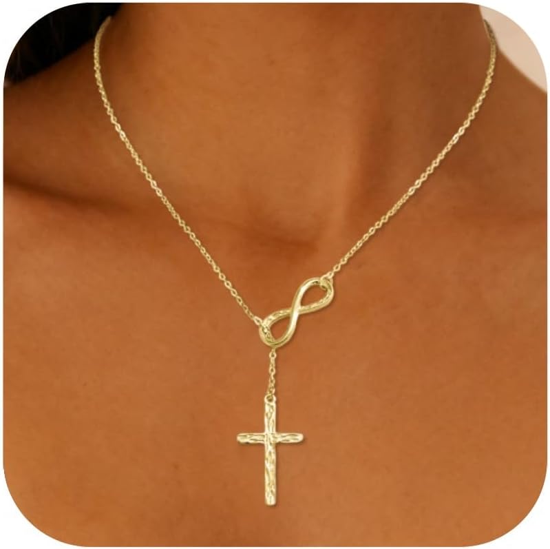 925 Sterling Silver Cross Necklaces for Women,Infinity Cross Necklace,Adjustable Chain Gold/Silver Cross Pendant Hypoallergenic Jewelry Gift for Women
