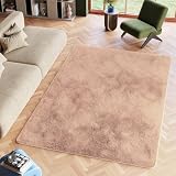 TAPISO Silk Alfombra Antideslizante de Pelo Largo Shaggy Diseño Moderno Beige Claro Mullida Suave Alfombra de Salón Dormitorio Habitación Infantil Oeko-Tex 80 x 150 cm