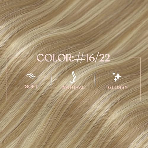 Image of Easyouth Nano Extensions Human Hair, Highlight Blonde with Golden Blonde, 20 Inch 50G 50S, Nano Ring Hair Extension, Add Length and Volume for Women