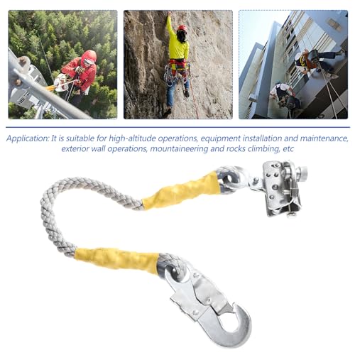 Image of Veemoon Self-Locking Fall Protection Lanyard Rope Grab Fall Protection Device Climbing Arrester High Strength Safety Rope Construction Tool Lanyard Vertical Lifeline for Climbing, Aerial Work