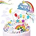 21 Pezzi Unicorno Cake Topper Kit, Nuvola Arcobaleno Palloncino Decorazioni, Decorazione per Torta di Compleanno Arcobaleno per Bambini, Adatto per Torte, Muffin, Feste di Compleanno