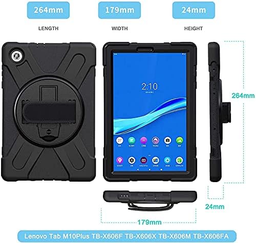 Gerutek Shockproof Case for Lenovo Tab M10 FHD Plus 10.3 inch , Lenovo Tab K10 10.3 inch case, Lenovo 10.3 inch Heavy Duty Rugged Case with 360 Rotating Stand, Hand/Shoulder Strap ,Black