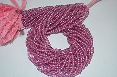 Quartz tourmaline rose perle naturelle 3-4mm pour création collier DIY