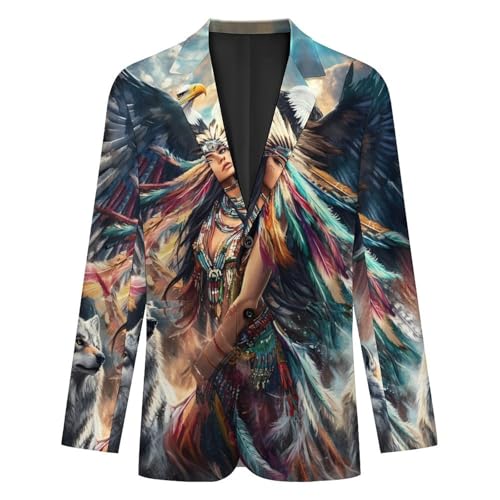 Native Indian U.S. Beauty Mens Suit Jacket Lapel Blazers V Neck Button Business Coat Tuxedo for Wedding Party4