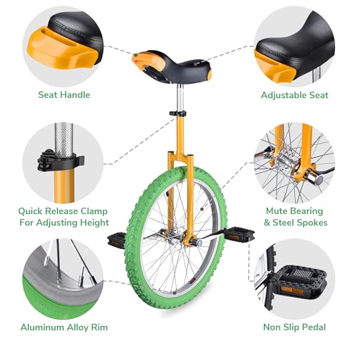 Image of AW 16 /18 /20 /24 Inch Wheel Outdoor Unicycle Adjustable Seat Exercise Bicycle | Fit Adults Kids Outdoor Sports Fitness Exercise, Various colors For Choice