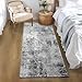 Ompaa Non Slip, Washable, Soft Abstract Long Carpet Runner Rug with Rubber Backing for Hallways, Kitchen, Bedroom, Bathroom, Entryway, Grey, 2x6 ft