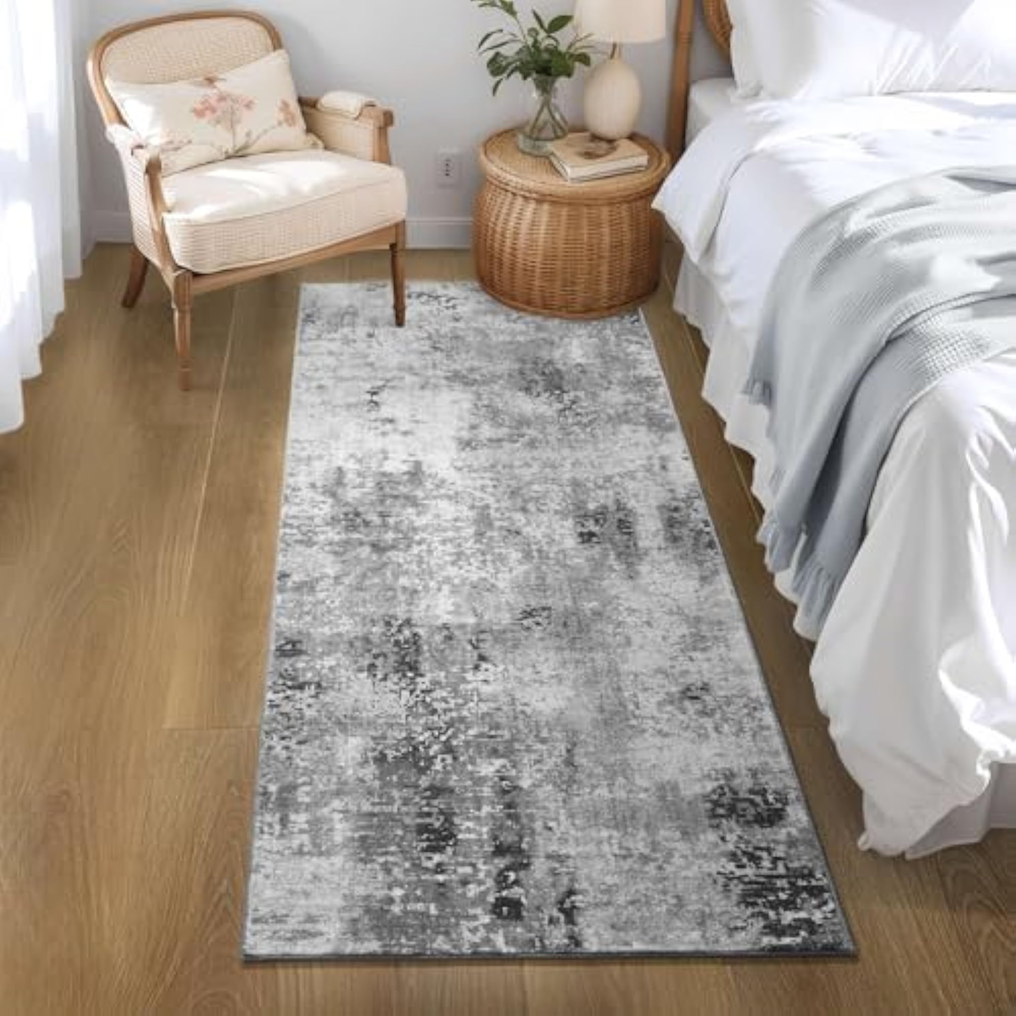 2x6 Non-Slip Kitchen Runner Rug, Grey