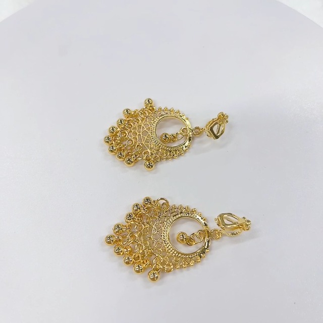 Aretes vintage Jhumka Jhumki clip on boho étnicos para mujer miniatura 7