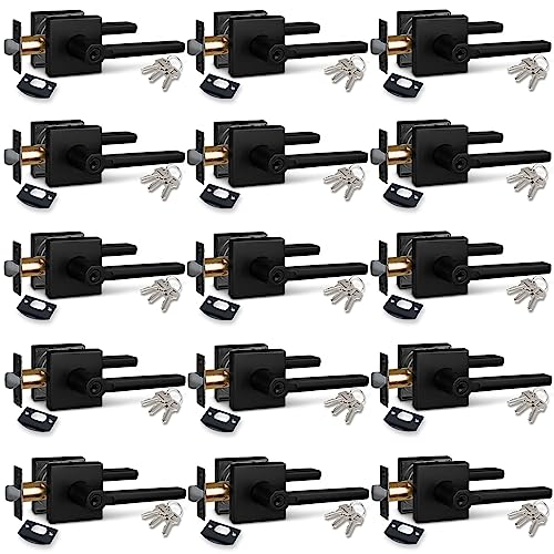 Image of NEWBANG (15Pack) Different Key Entry Lever Lock in Venetian Matt Black for Exterior Door