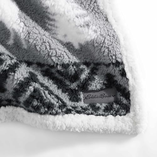 Image of Eddie Bauer - Throw Blanket, Ultra-Soft Plush Bedding with Faux Shearling Reverse, Blanket for Couch & Bed (Woodland Fair Isle Grey, 50 inch x 60 inch)