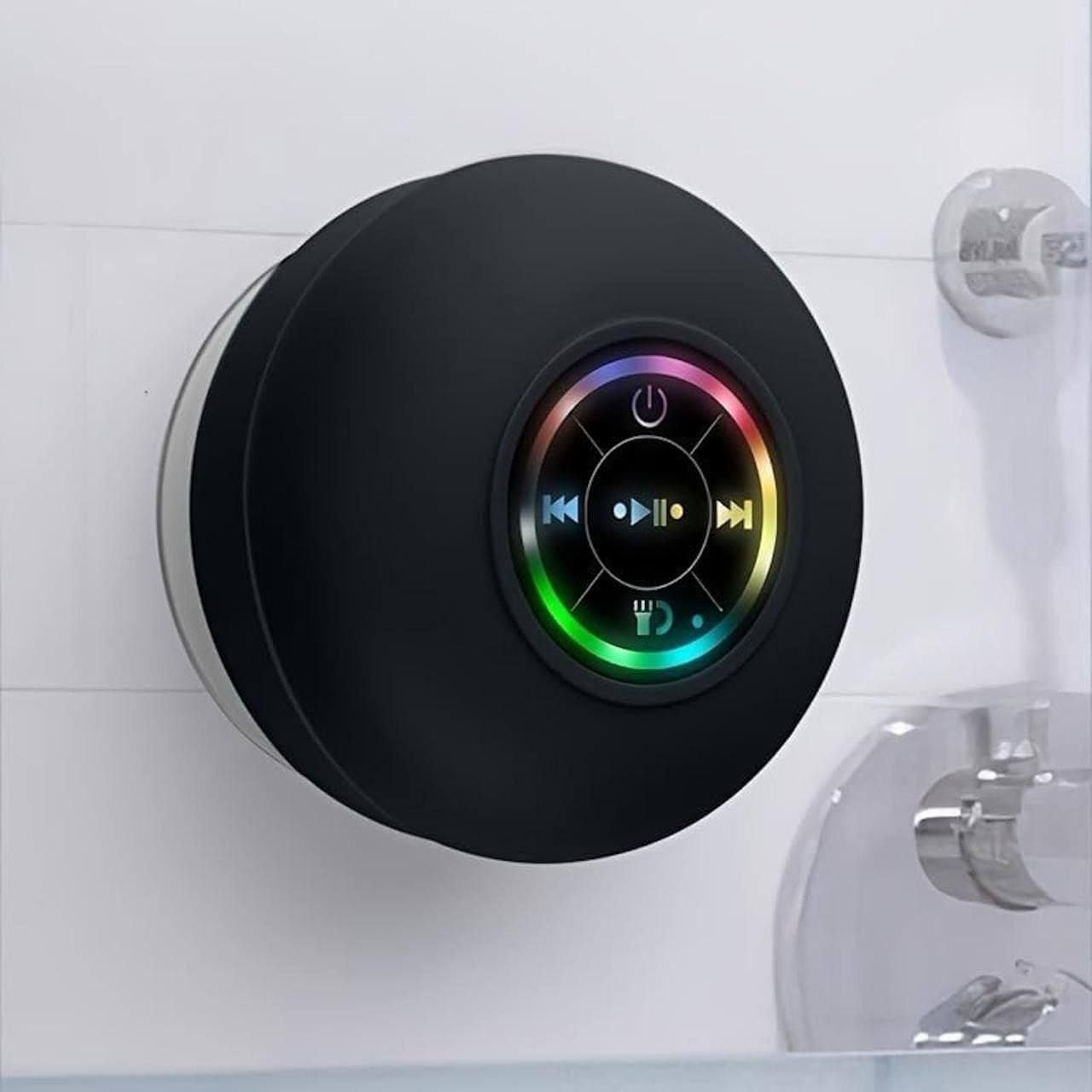Bluetooth Shower Speaker IPX7 Waterproof with RGB LED Lights | Wireless Portable Speaker with Suction Cup | HD Stereo Sound Touch Control Built-in Mic-image-19