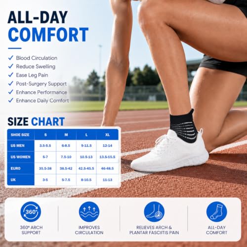 Image of IRAMY Compression Ankle Support Socks Women Wicking Cushioned Athletic Plantar Fasciitis Relief 3 /4 /6 Pairs
