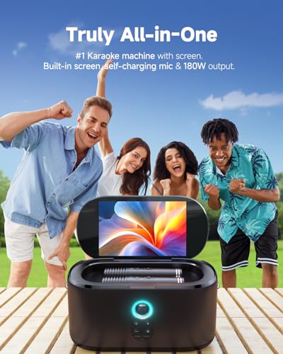Ikarao SHELL S1 Smart Karaoke Machine, Built-In 10.1 Inch Screen Lyrics Display For Adults Kids, 2 Auto Charging Wireless Microphones, Portable Bluetooth Speaker Pa System With Wifi, Hdmi For Home Tv Outdoor Party thumb #1