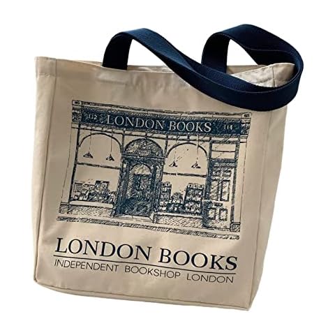 SAAKO Vintage London Bookstore Canvas Tote Bag - Women's One-Shoulder Shopping Bag with Large Capacity for Daily Use and Errands Cover