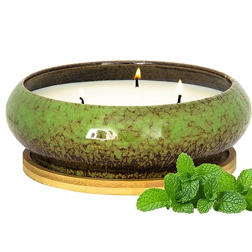 Scented Candles - 3 Wick Large Peppermint Candles for Home Scented, 17 oz Aromatherapy Candle Gifts for Women, Decorative Natural Soy Candles with Long Lasting for Mother