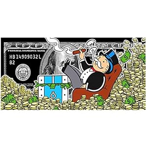 Wall Art 19.7×39.4in (50x100cm) x1pcs Geen Frame Street Art of Monopoly Liggend In Een Stapel Geld Canvas Schilderijen op de Muur Dollars Posters en Print voor Moderne ome Cuadros