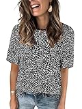 Womens Summer Tops Fashion Short Sleeve Shirts Trendy Leopard Print Blouses Summer Crew Neck Tees L