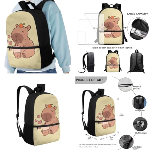 Cute Capybara Backpack for School Yellow Kids Backpack with Lunch Box Set for Girls School Bag Set for Primary Middle Students Mochilas Para NiñA3