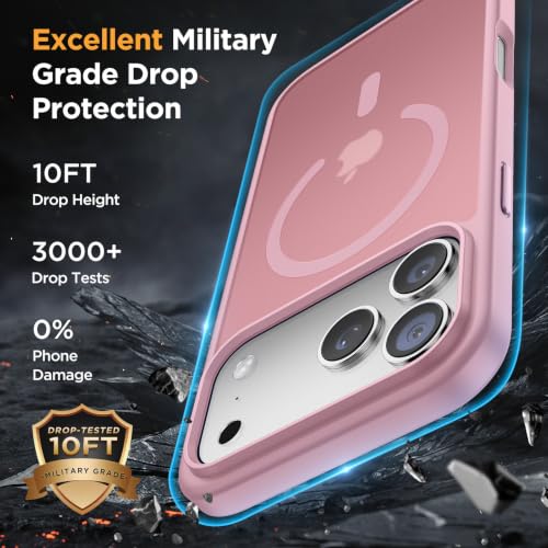 Image of miracase Magnetic for iPhone 17 Pro Hard Shell Case 6.3 inch with Screen Protector, [Compatible with MagSafe] Military-Grade Protection, Anti-Fingerprint, Slim Thin Phone Case for 17 Pro Cover, Pink