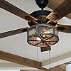 RIVER OF GOODS LED Farmhouse Ceiling Fan - Unique Ceiling Fans with Lights - 52 Inch - Mesh Metal Caged Shade - Brown