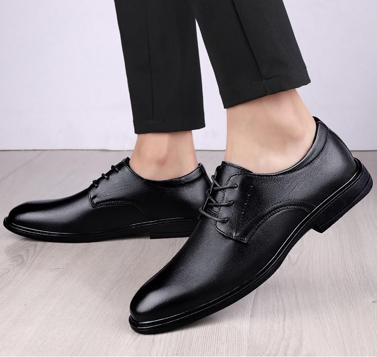 YZABEL Men's Lace-Up Casual Dress Shoes, Pointed Toe Flat Low Top Oxfords Shoes, Rubber Non-Slip for Formal Business Wedding2