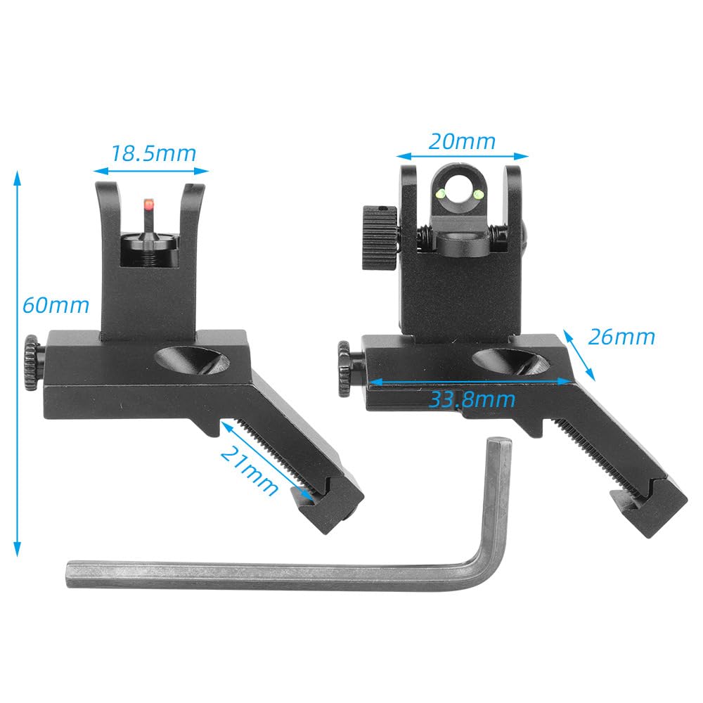Folding 45 Degree Quick Conversion BUIS Optic Iron Sight for AR15 Front and Rear Wheels