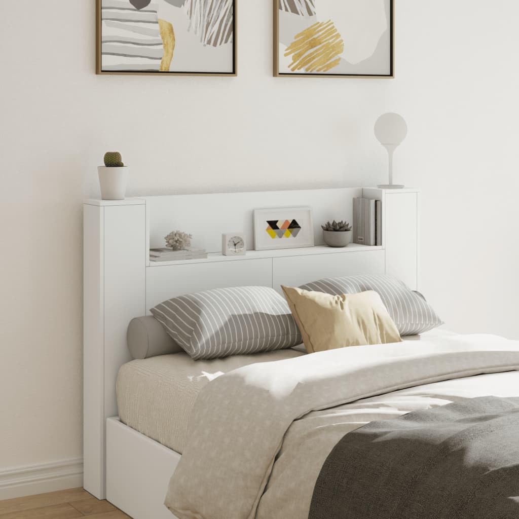 WKIEQACO Camas y accesorios, cabeceros y estribos, cabecero con LED blanco, 140 x 16,5 x 103,5 cm
