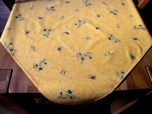 Tovaglia gialla con Olive, Cotone, ca. 100 x 100