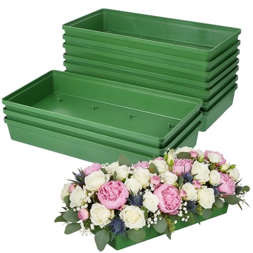10pcs Floral Foam Trays for Flower Arrangement, Rectangle Floral Foam Holder, Plastic Mud Fixing Plates Flower Bowls for Centerpieces, Festival Wedding Party Decoration, 10.22x4.72x1.57in