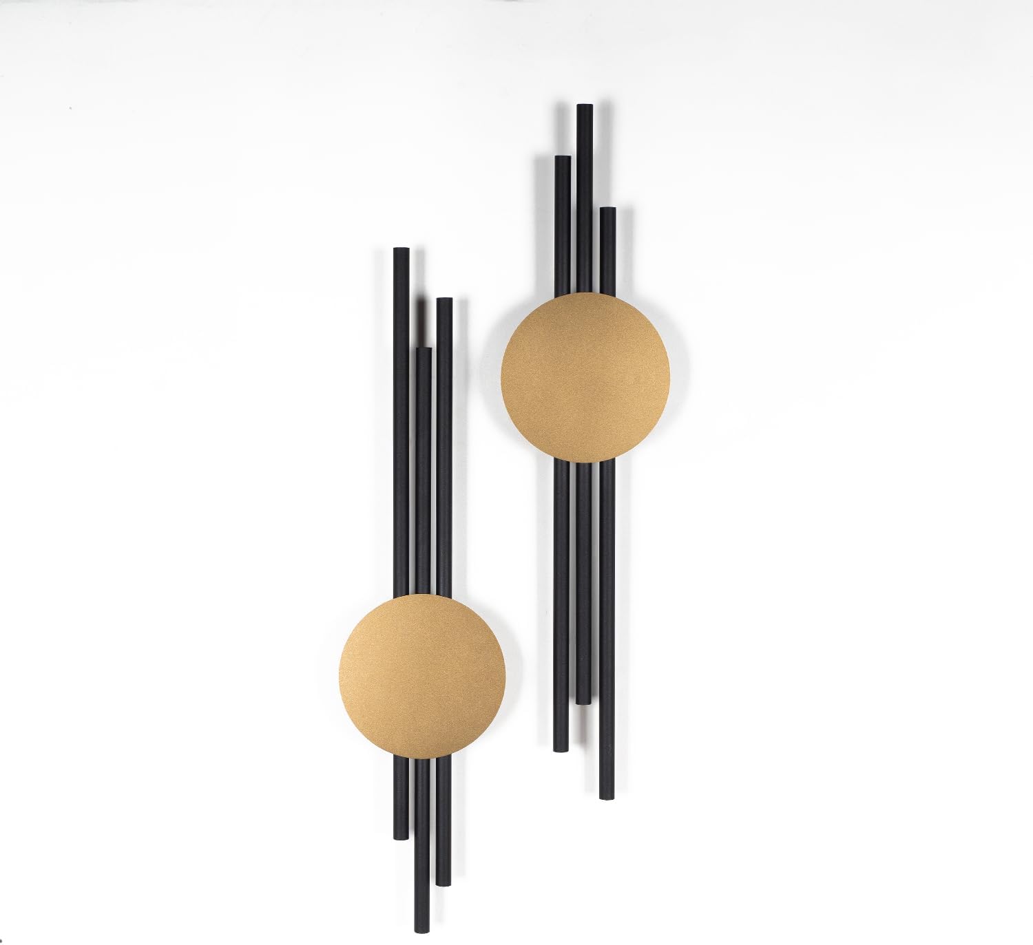 ARTEPERA Antique Lines Metal Wall Art Set of 2 - Modern & Unique Wall Decor, Metal Wall Sculpture for Living Room, Bedroom, Office - Vertical Geometric Wall Decor (Black - Gold, 23.5" x 6.7") 23.5 x 6.7 inches Black - Gold