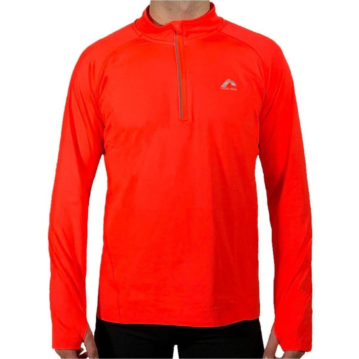 More Mile Vivid Half Zip Long Sleeve Mens Running Top, Orange, XL