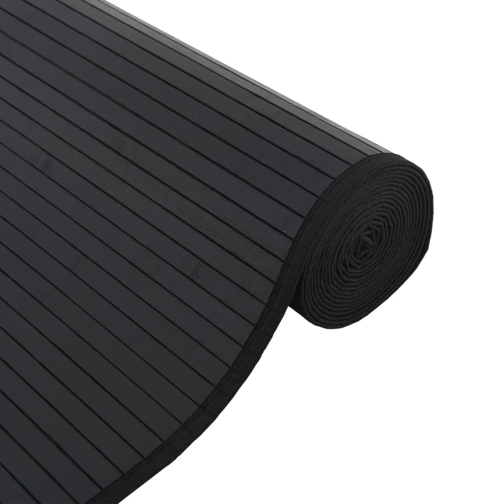 Tapis en bambou noir 100 x 100 cm – Tapis de sol carré en fibre naturelle avec dessous antidérapant – Tapis en bambou robuste pour salon, cuisine et couloir