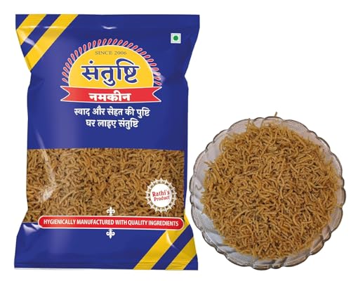 Image of Santushti Namkeen Falhari Sev-200 Gram | Made in Groundnut Oil | Authentic Spicy Snack | Crispy Crunchy Indian Sev for Tea Time, Parties, Travel, Office and Everyday Snacking P (Falhari Sev)