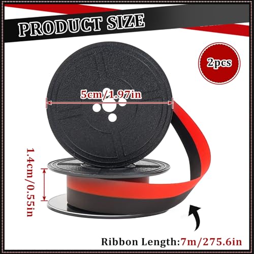 CHRI 2er Pack Farbband für Schreibmaschine Schreibmaschinenband Kompatibel mit Klassischen Modellen DIN 2103 32755 Rot und Schwarz