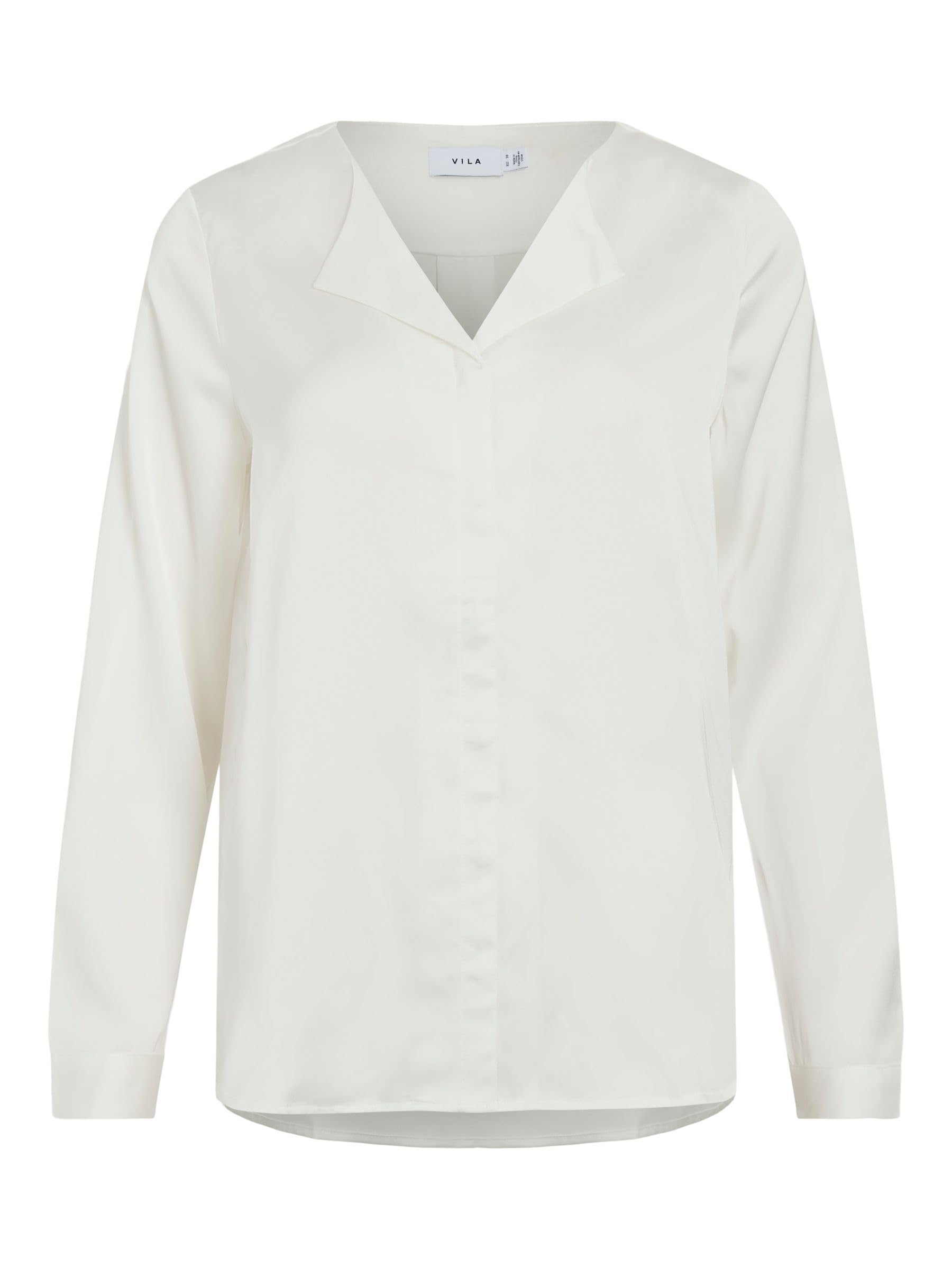 Vila Damen Vila Female Langarmhemd Viellette V-Ausschnitt Viellette V-Neck L/S Satin Shirt - Noos (1er Pack)