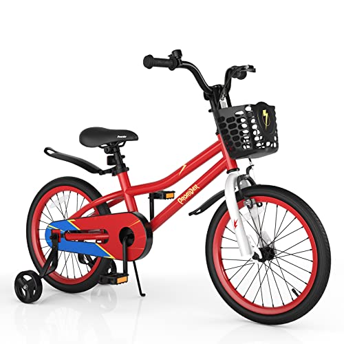 Image of BABY JOY Kids Bike, 12 14 16 18 Inch Boys Girls Bike for 3-8 Years w /Training Wheels, 20 Inch Children Bicycle for 8+ Teens w /Kickstand, Handbrake, Coaster Brake & Removable Basket, Sporty Bicycle