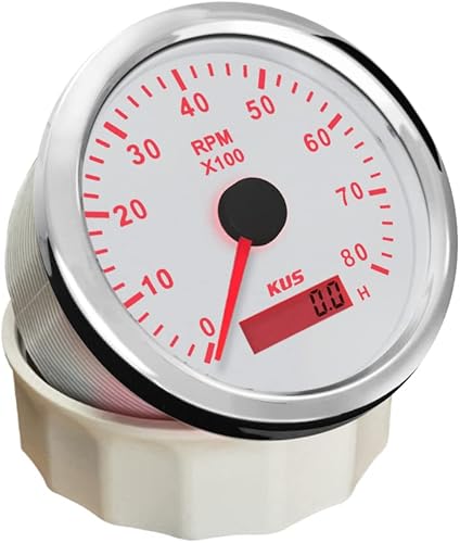 Miniatura 2 de KUS Tacómetro universal de 3.346 in 0-8000 RPM Contador REV con medidor de horas para motor de gasolina 12V24V con retroiluminación