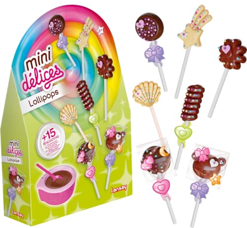 Lansay - MINI DELICES Lollipops - Set for making 15 chocolate lollipops for children from 6 years - Baking set without cooking - Ready to gift with packaging - Idea for creative Lansay - MINI DELICES Lollipops - Set for making 15 chocolate lollipops for children from 6 years - Baking set without cooking - Ready to gift with packaging - Idea for creative