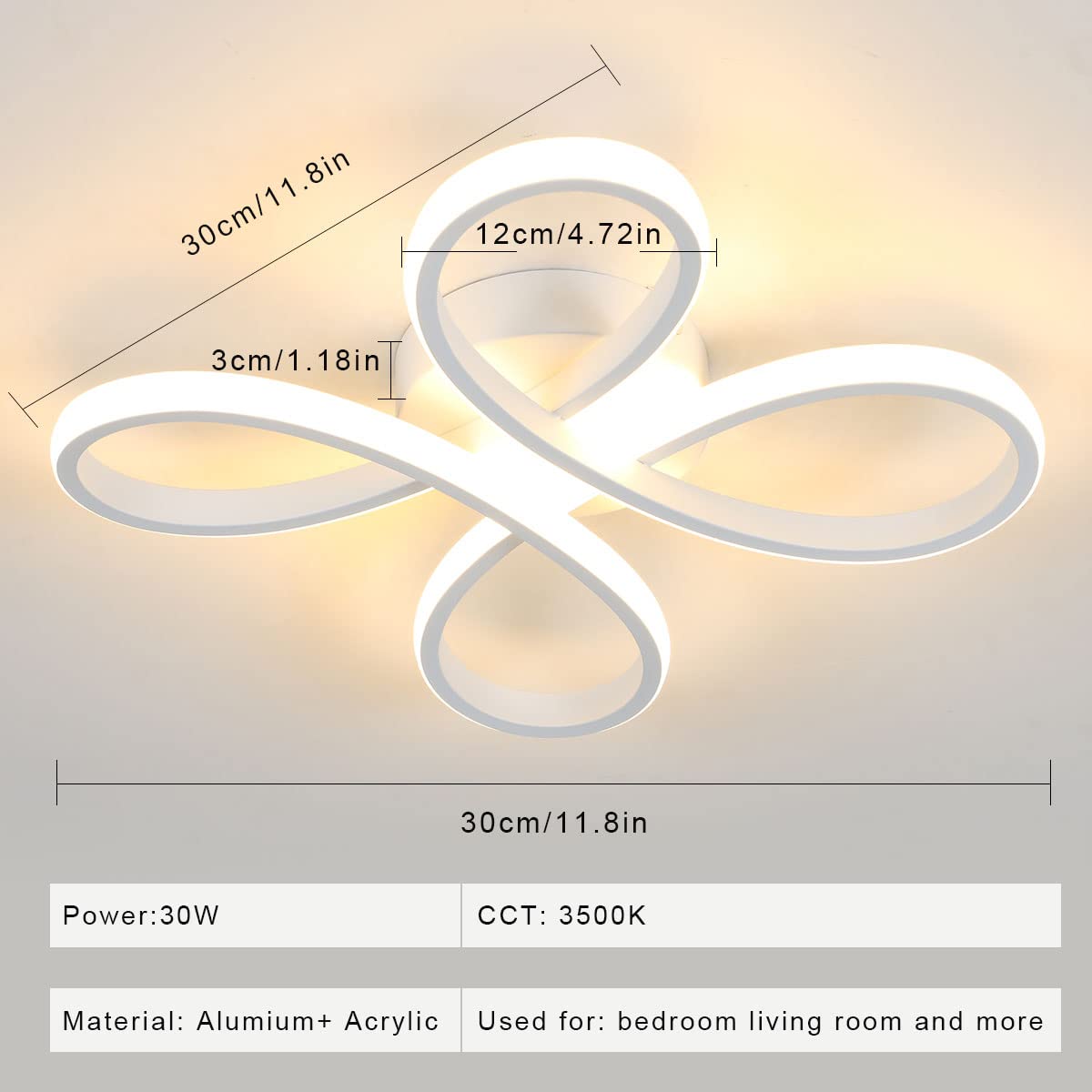 Plafoniera LED Soffitto Moderna, 30W 3375LM, 3000K Bianco Caldo | Lampada da Soffitto Fiore Design per Camera da Letto, Soggiorno, Corridoio, Cucina, Sala da Pranzo