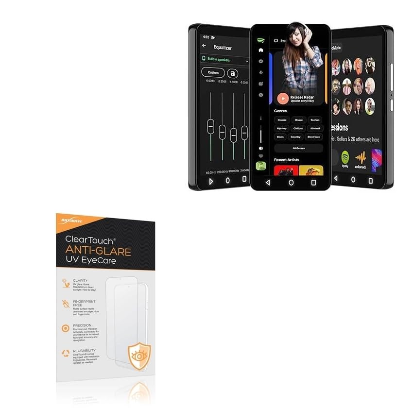 BoxWave Screen Protector Compatible With YEOODOP 80GB MP3 Player (4.3 in - ClearTouch Anti-Glare Anti-UV EyeCare (2-Pack), Filters out Harmful Blue Light Reduce Fatigue