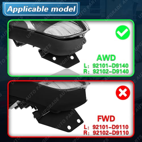 UPGRADE Compatible with 2017-2022 Kia Sportage AWD/4WD Headlight Halogen Type with LED Daytime Running Lamp 92101-D9140 92102-D9140(Driver & Passenger Side) by UPGRADE Auto Parts - Used condition - Image 4
